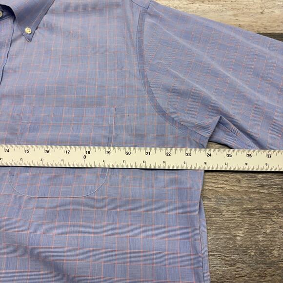 Brooks Brothers Blue Glen Plaid Mens 16.5 34 Slim Fit Button Down Dress Shirt - Picture 5 of 8